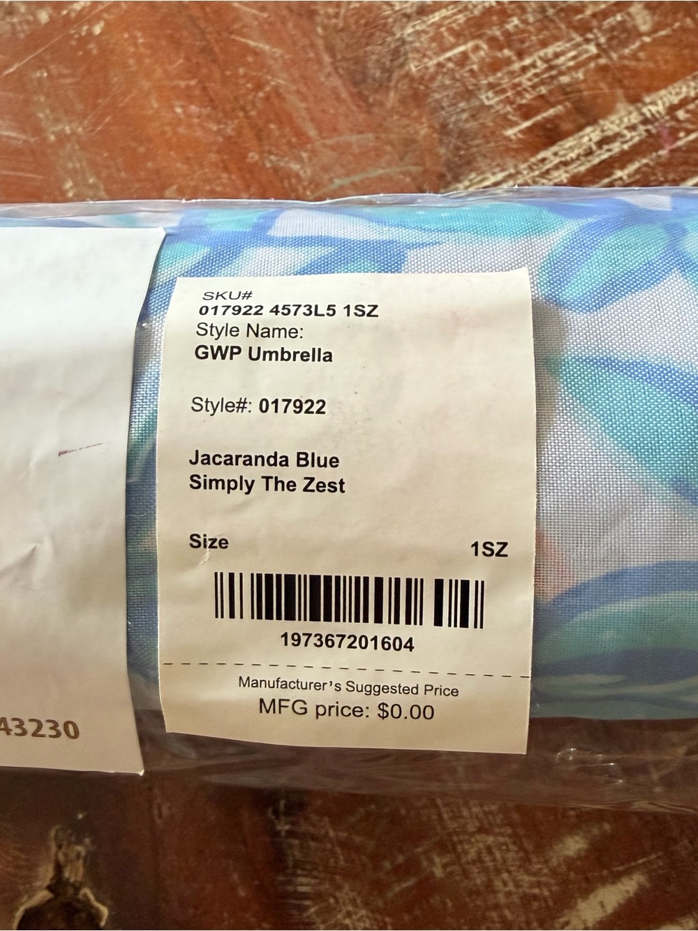 Lilly Pulitzer "Jacaranda Blue Simply The Zest" Travel Umbrella - Picture 3 of 3